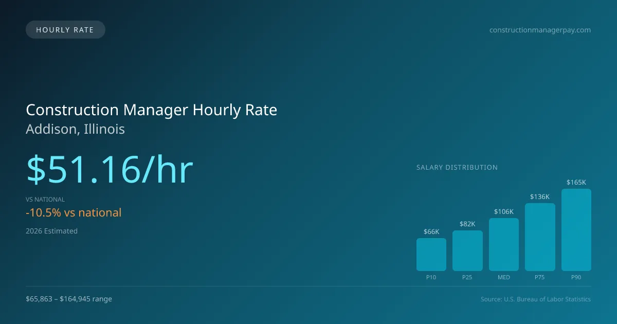 Construction Manager Hourly Rate in Addison, IL — 2026 est., based on 2025 BLS