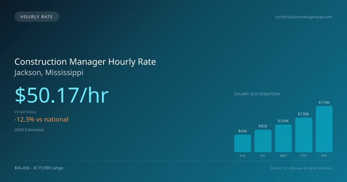 Construction Manager Hourly Rate in Jackson, MS — 2026 est., based on 2025 BLS