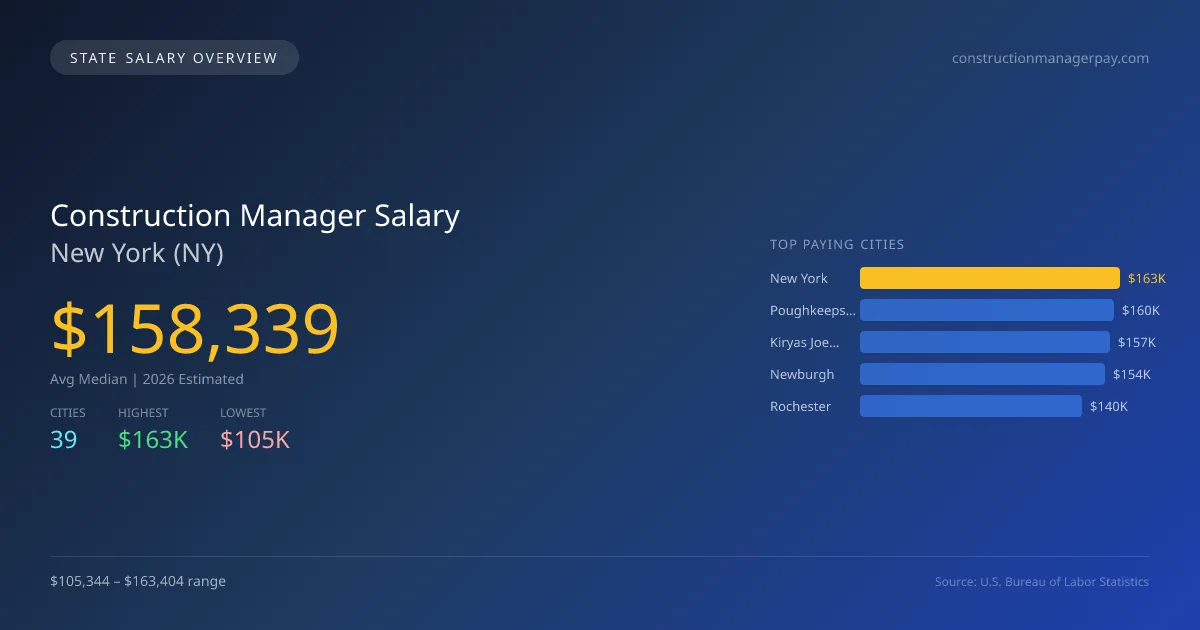 Construction Manager Salary in New York - 2025 BLS Data Infographic